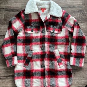 Joe Fresh Red Plaid Sherpa Jacket XS